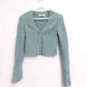 Pastel green soft sweater cardigan